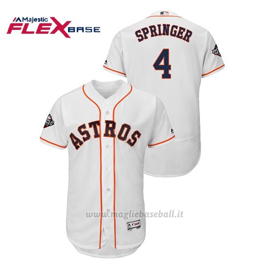 Maglia Baseball Uomo Houston Astros 4 Ge Orge Springer 2019 World Series Bound Flex Base Bianco